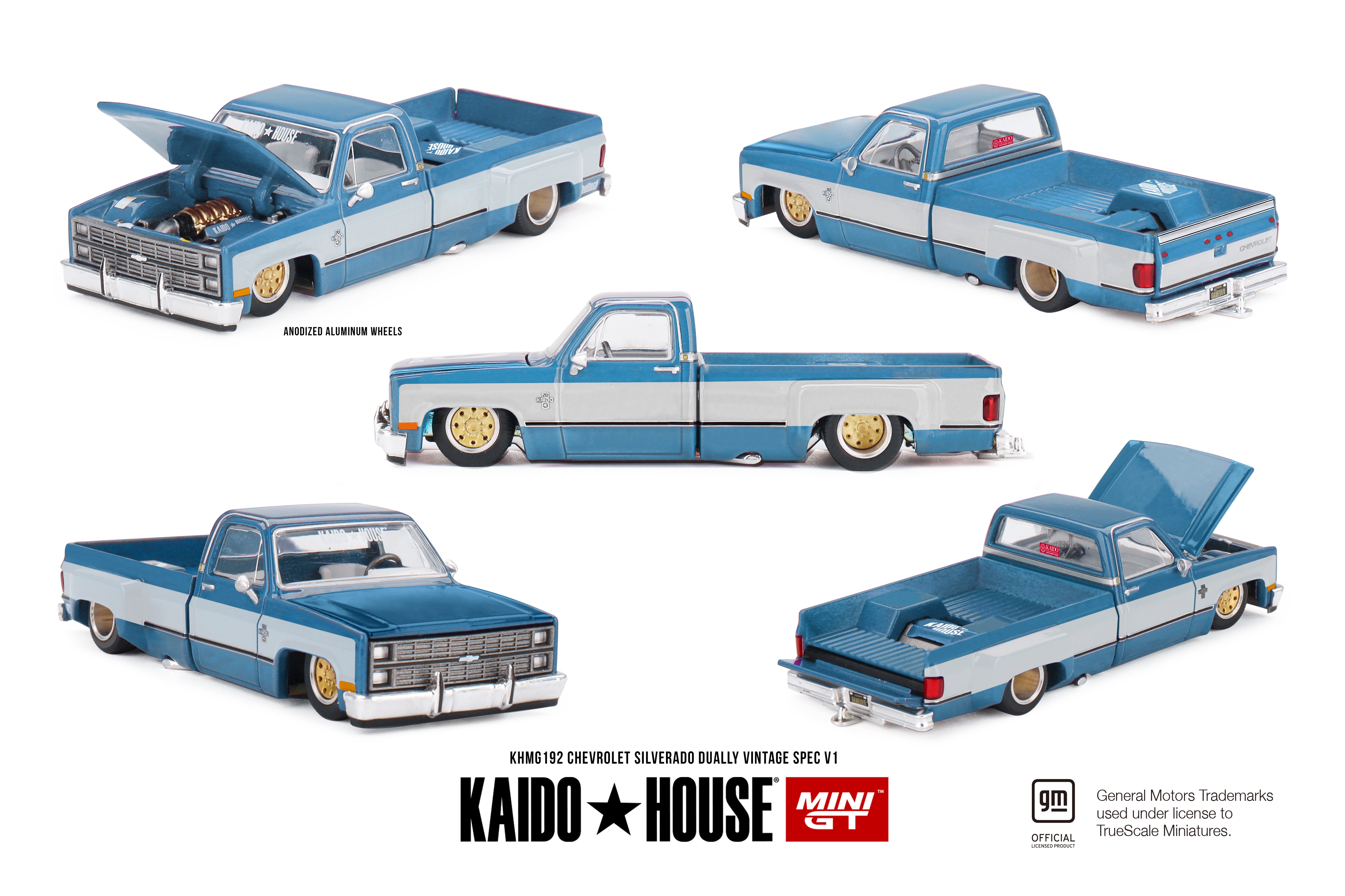 MiniGT x Kaido House 1/64 Chevorlet Silverado Dually Vintage Spec V1 Blue