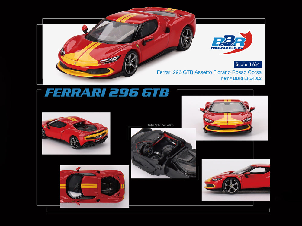 BBR 1/64 Ferrari 296GTB Assetto Fiorano Rosso Corsa - Diecast Toyz Australia