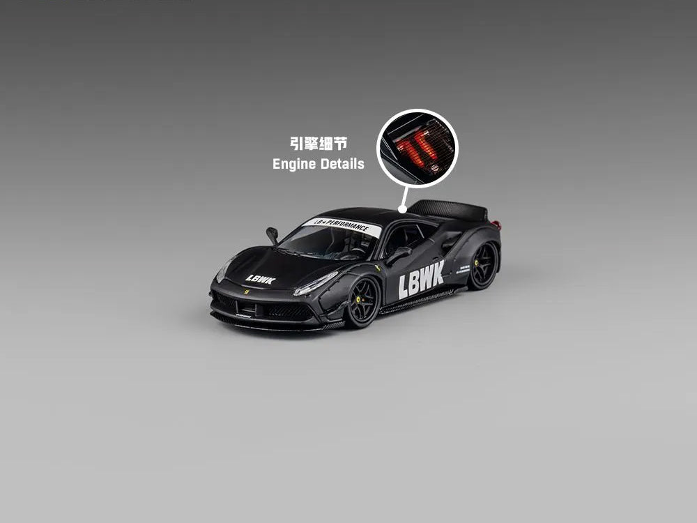 CM Model 1/64 LBWK Ferrari 488 Widebody Matte Black