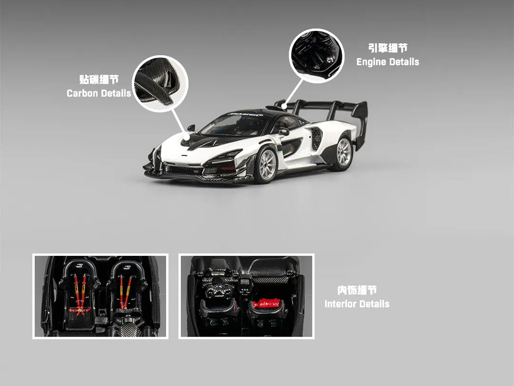 CM Model 1/64 McLaren Senna GTR White with Carbon