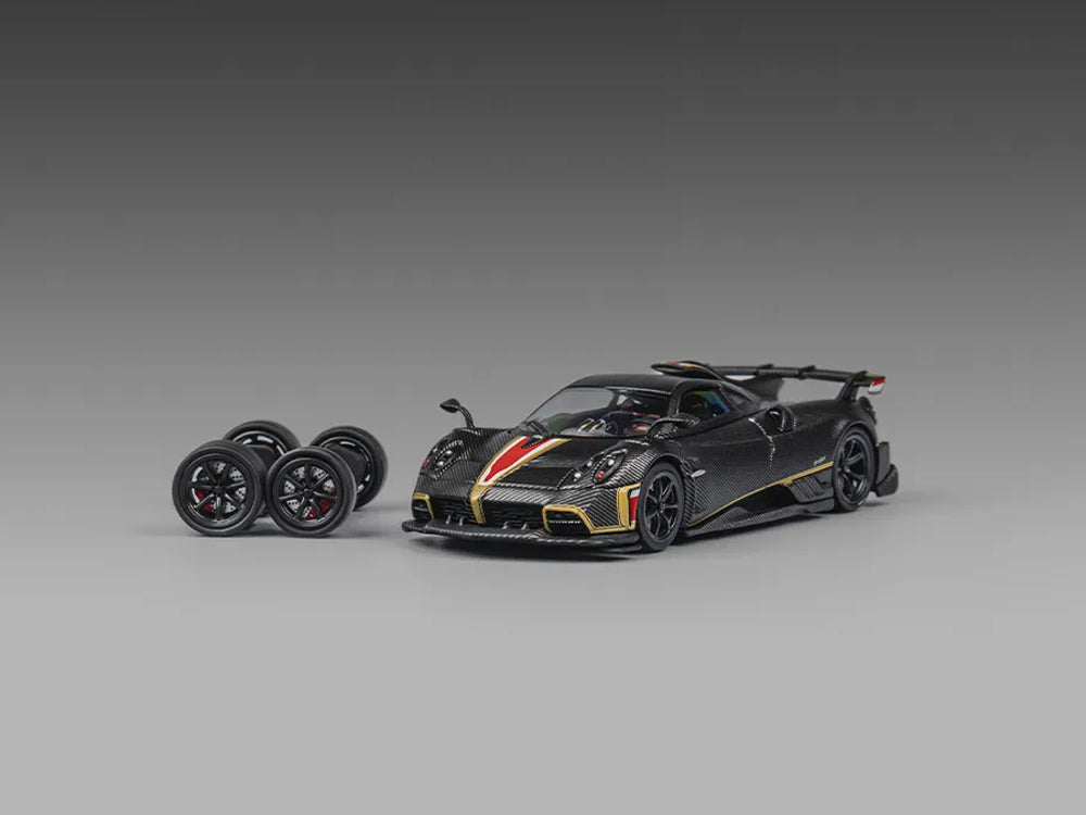 CM Model 1/64 Pagani Imola Full Dry Carbon Black with Gold Stripes