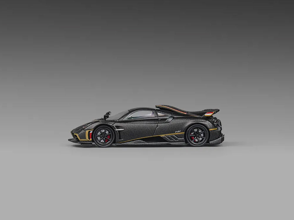CM Model 1/64 Pagani Imola Full Dry Carbon Black with Gold Stripes