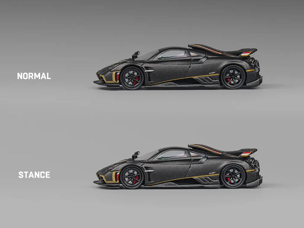 CM Model 1/64 Pagani Imola Full Dry Carbon Black with Gold Stripes