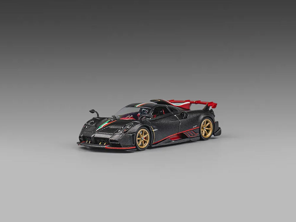 CM Model 1/64 Pagani Imola Full Dry Carbon Black with Red Stripes