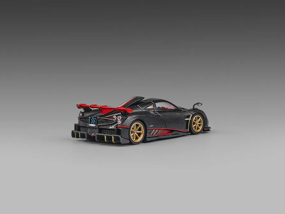 CM Model 1/64 Pagani Imola Full Dry Carbon Black with Red Stripes