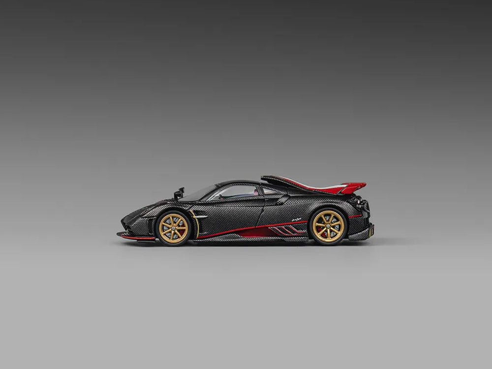 CM Model 1/64 Pagani Imola Full Dry Carbon Black with Red Stripes