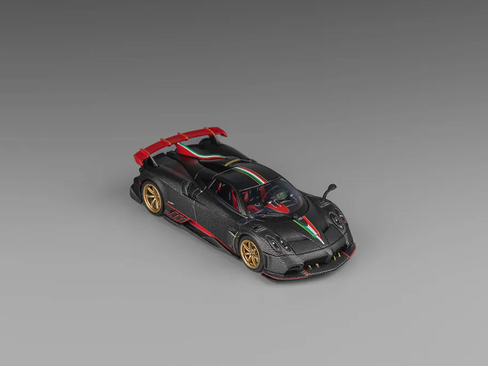 CM Model 1/64 Pagani Imola Full Dry Carbon Black with Red Stripes
