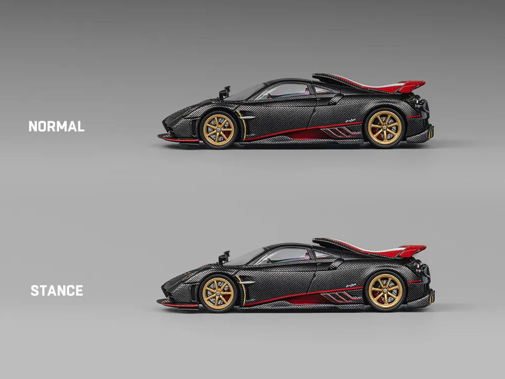 CM Model 1/64 Pagani Imola Full Dry Carbon Black with Red Stripes