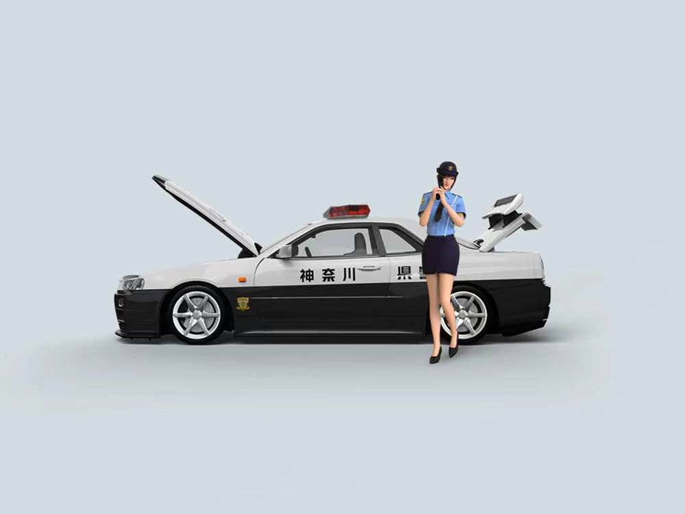 Coolcar 1/64 Nissan Skyline GTR R34 Police Car Livery with Figurine