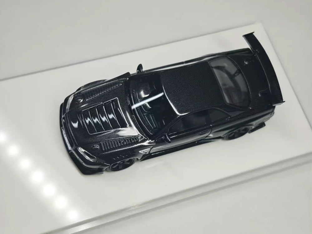 Error404 1/64 Nissan Skyline R34 GTR Modified Black with Carbon Bonnet