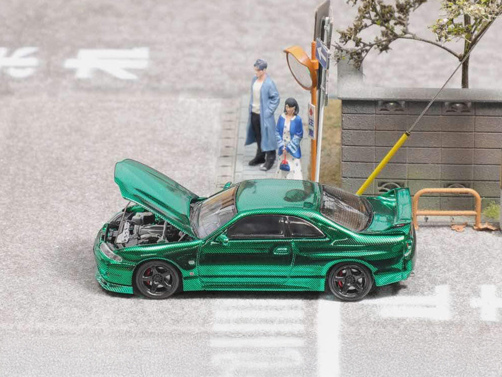 Focal Horizon 1/64 Nissan Skyline GTR R33 Chrome Carbon Green - Diecast Toyz Australia