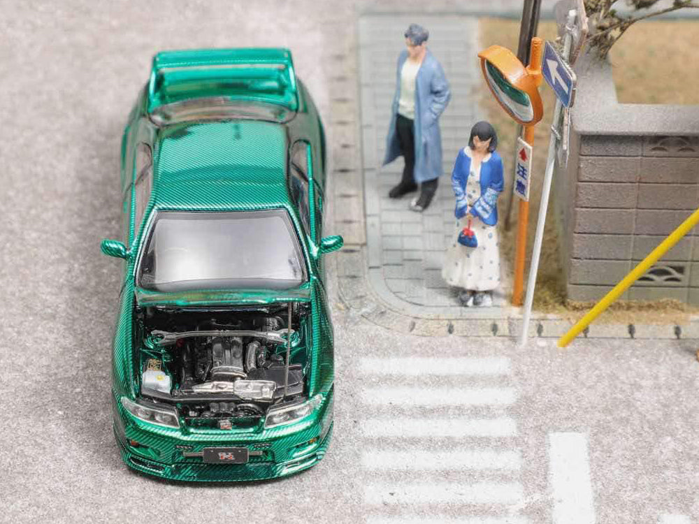Focal Horizon 1/64 Nissan Skyline GTR R33 Chrome Carbon Green - Diecast Toyz Australia