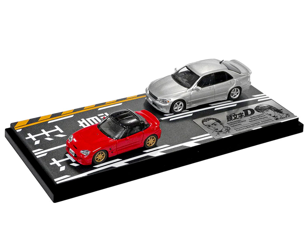Hi Story 1/64 Initial D Suzuki EA11R Red & Lexus SXE10 Silver - Diecast Toyz Australia