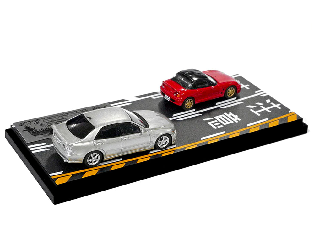 Hi Story 1/64 Initial D Suzuki EA11R Red & Lexus SXE10 Silver - Diecast Toyz Australia