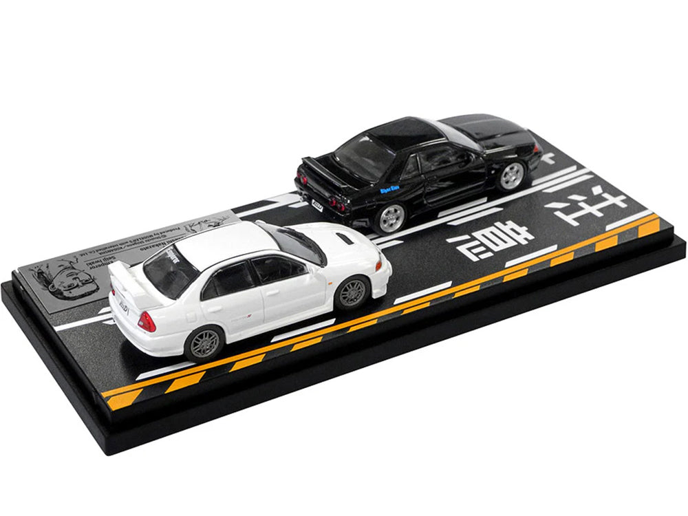 Hi Story 1/64 Initial D Nissan Skyline GTR R32 vs Mitsubishi Lancer Evo IV CN9A - Nakazato vs Iwaki Seiji - Diecast Toyz Australia