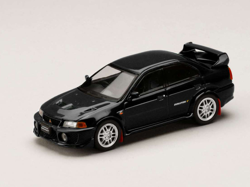 Hobby Japan 1/64 Mitsubishi Lancer Evolution 5 CP9A with Mud Flaps Pyrenees Black - Diecast Toyz Australia