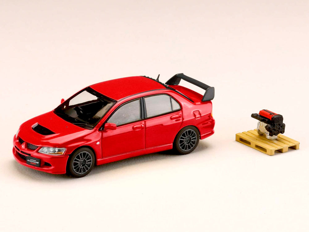 Hobby Japan 1/64 Mitsubishi Lancer Evolution 8MR GSR with Engine Display Model Red - Diecast Toyz Australia