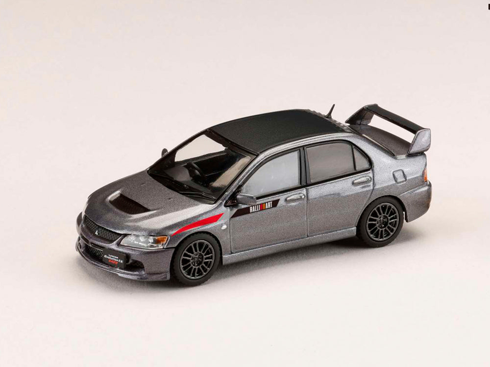 Hobby Japan 1/64 Mitsubishi Lancer Evolution 9MR GSR Customized Version with Engine Display Model Gray Mica - Diecast Toyz Australia