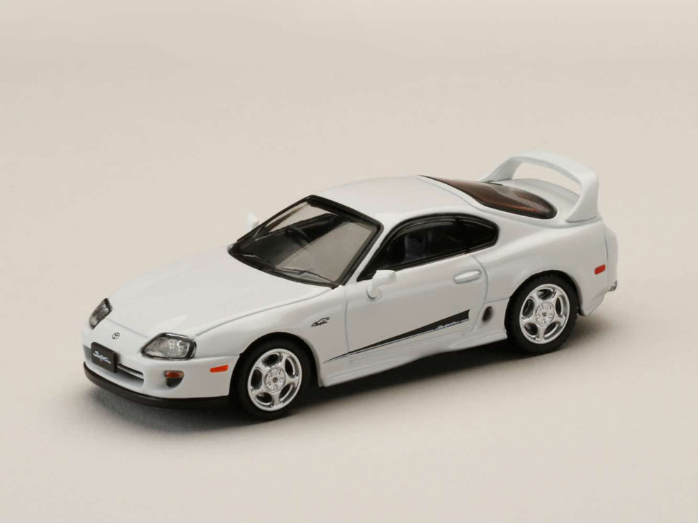 Hobby Japan 1/64 Toyota Supra RZ JZA80 Customized Version with Active Spoiler Parts Pearl White - Diecast Toyz Australia
