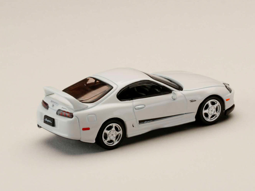 Hobby Japan 1/64 Toyota Supra RZ JZA80 Customized Version with Active Spoiler Parts Pearl White - Diecast Toyz Australia