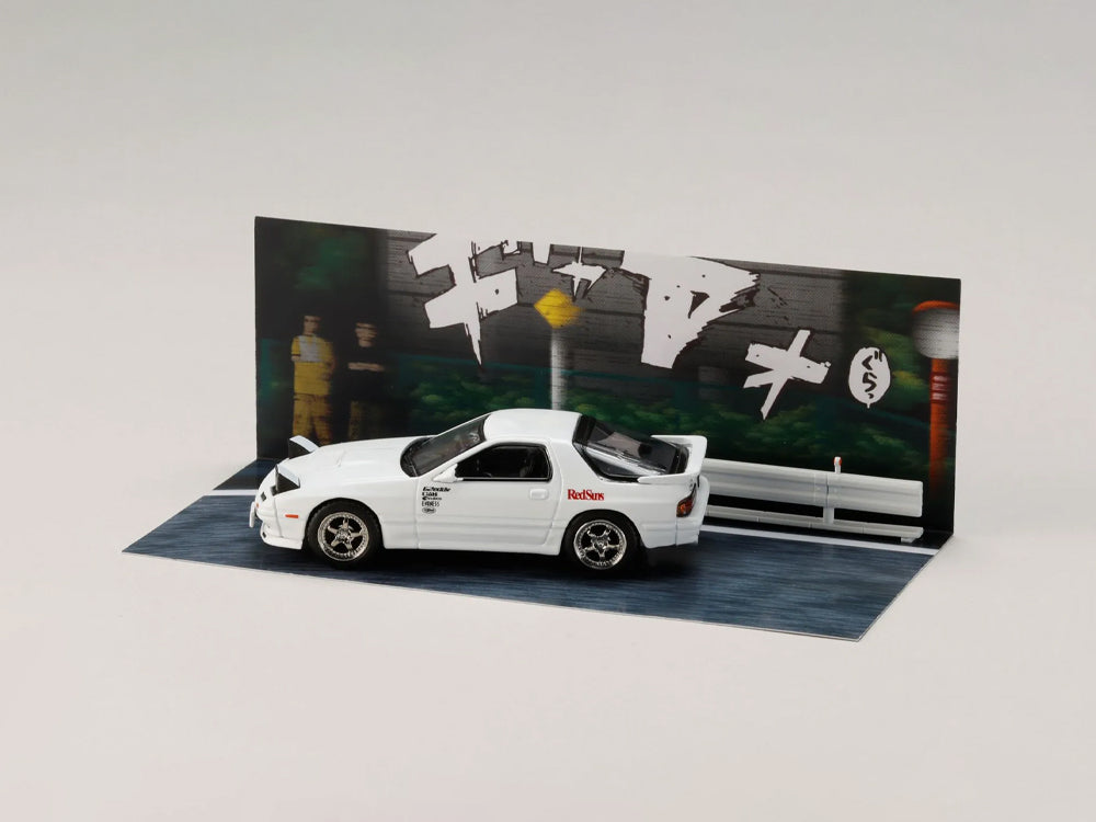 Hobby Japan x JDM64 1/64 Mazda RX7 FC3S Red Suns Ryosuke Takahahi vs Takumi Fujiwara Initial D