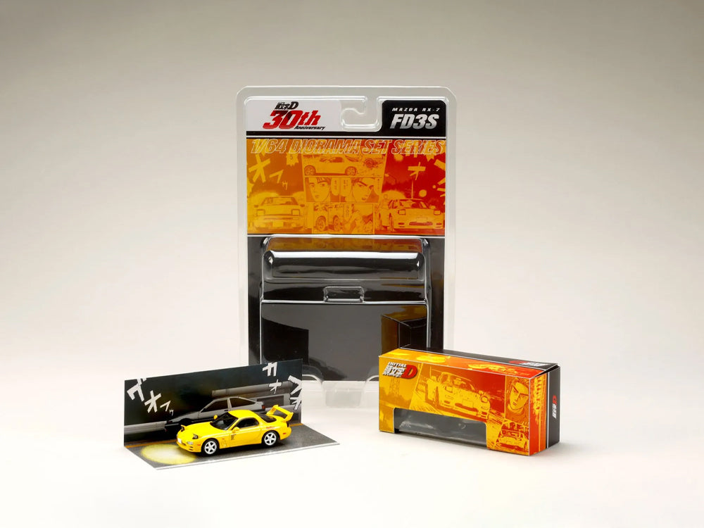 Hobby Japan x JDM64 1/64 Mazda RX7 FD3S Red Suns Keisuke Takahahi vs Takumi Fujiwara Initial D