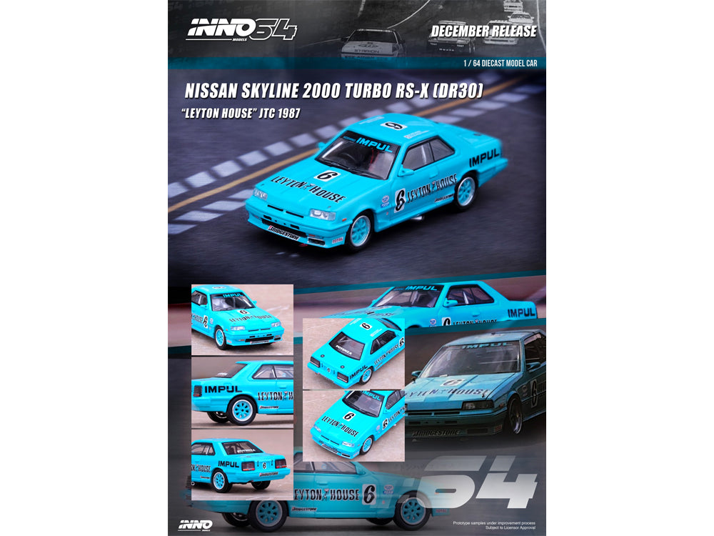 Inno64 Nissan Skyline 2000 Turbo RS-X HR31 #6 Leyton House JTCC 1987 - Diecast Toyz Australia