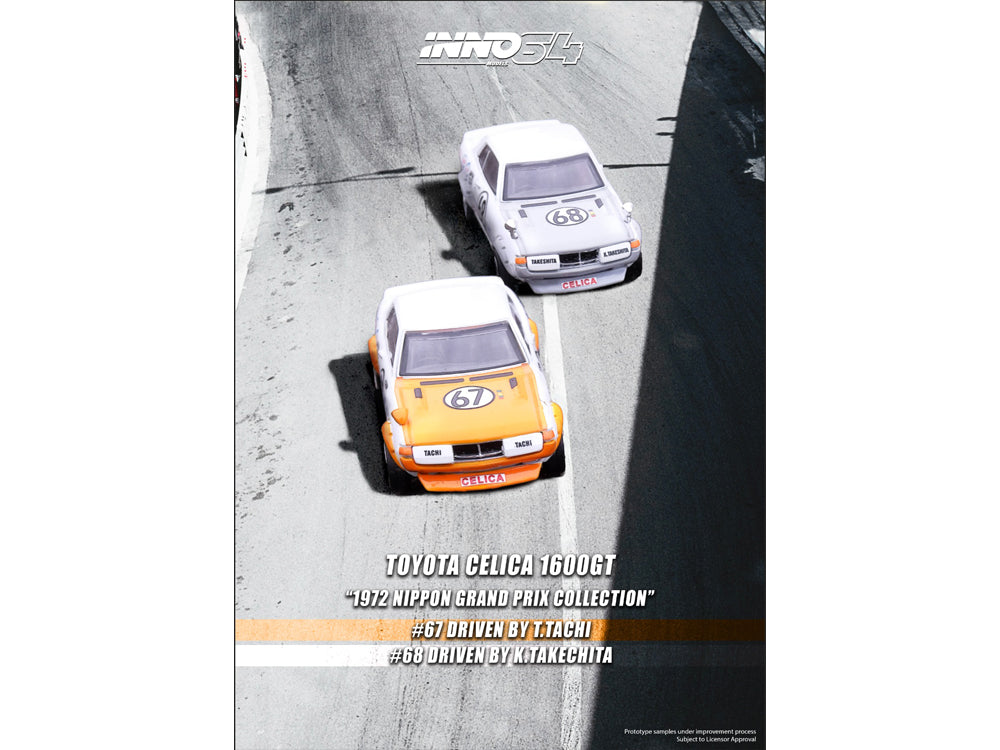 Inno64 Toyota Celica 1600GT TA22 #67 & #68 Nippon 1972 Grand Prix Box Set Collection with 2 Cars - Diecast Toyz Australia