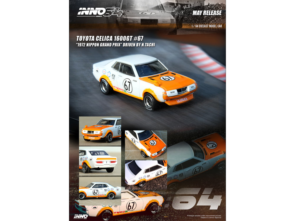 Inno64 Toyota Celica 1600GT TA22 #67 & #68 Nippon 1972 Grand Prix Box Set Collection with 2 Cars - Diecast Toyz Australia