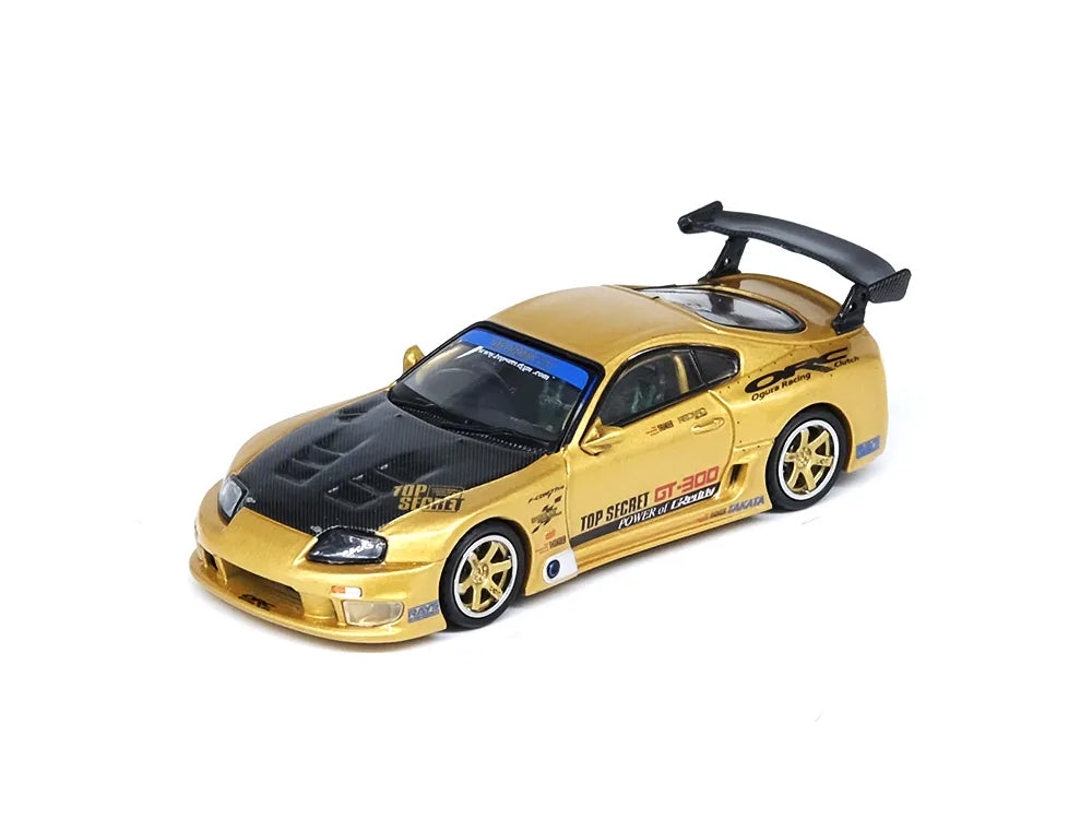 Inno64 Toyota Supra JZA80 GT300 Top Secret Gold with Carbon Bonnet