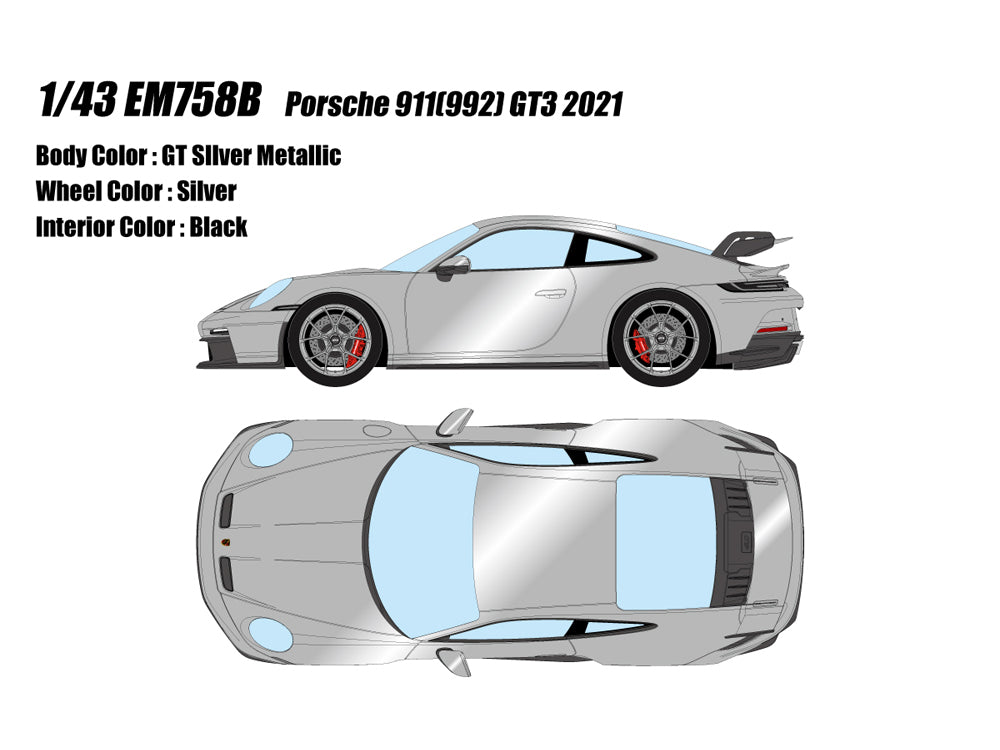 Make Up Model 1/43 Porsche 911-992 GT3 2021 GT Metallic Silver