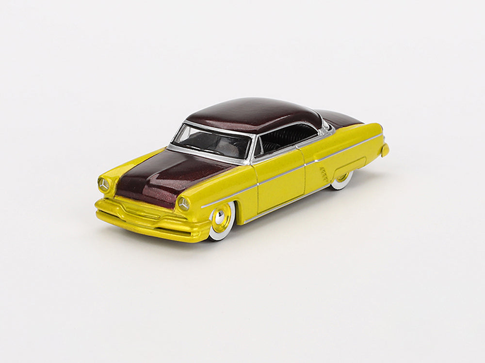 MiniGT 1/64 Lincoln Capri Hot Rod 1954 Lime Yellow - Diecast Toyz Australia