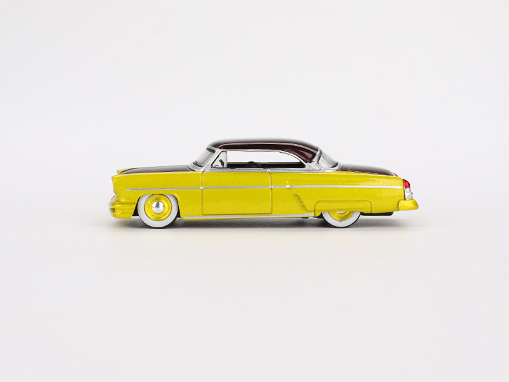 MiniGT 1/64 Lincoln Capri Hot Rod 1954 Lime Yellow - Diecast Toyz Australia