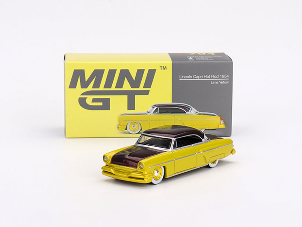 MiniGT 1/64 Lincoln Capri Hot Rod 1954 Lime Yellow - Diecast Toyz Australia