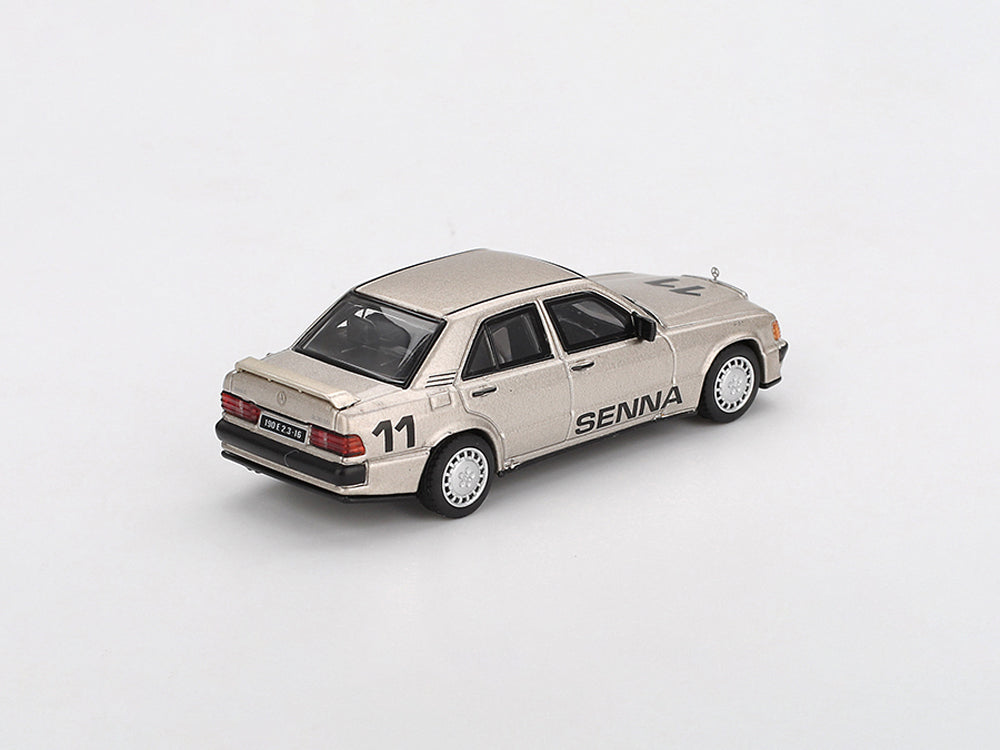 MiniGT 1/64 Mercedes Benz 190E 2.3-16 #11 Ayrton Senna 1984 Nurburgring Race of Champions with Figurine Blister Packaging