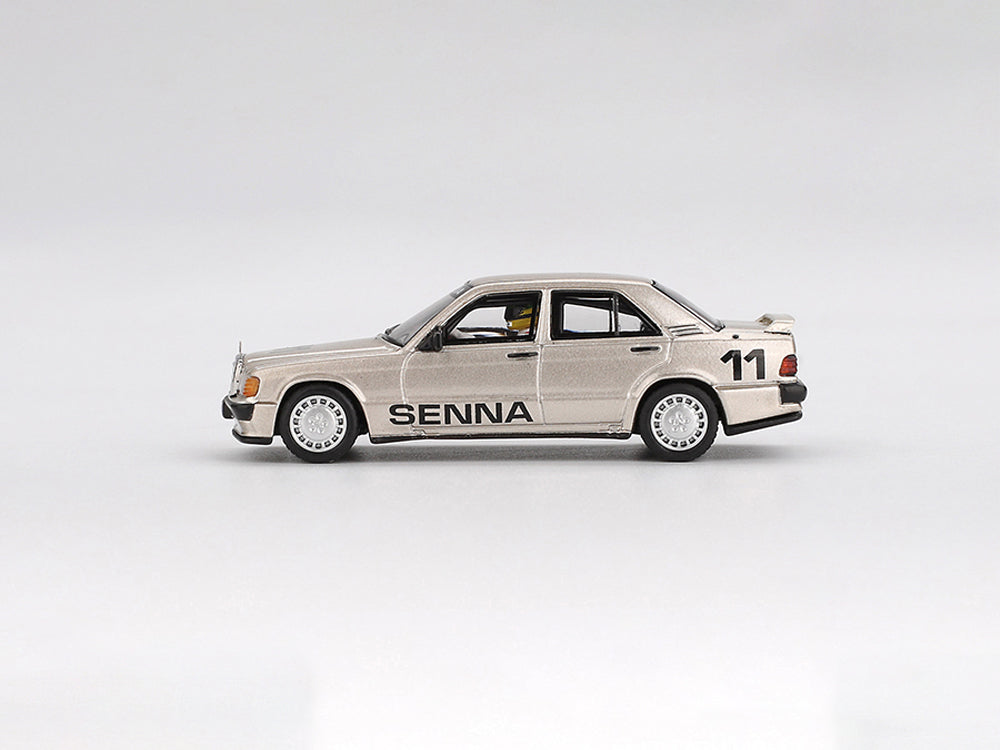 MiniGT 1/64 Mercedes Benz 190E 2.3-16 #11 Ayrton Senna 1984 Nurburgring Race of Champions with Figurine Blister Packaging