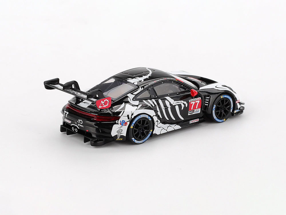 MiniGT 1/64 Porsche 911 GT3 R #77 AO Racing 2025 IMSA Petit Le Mans Skeleton Black - Diecast Toyz Australia