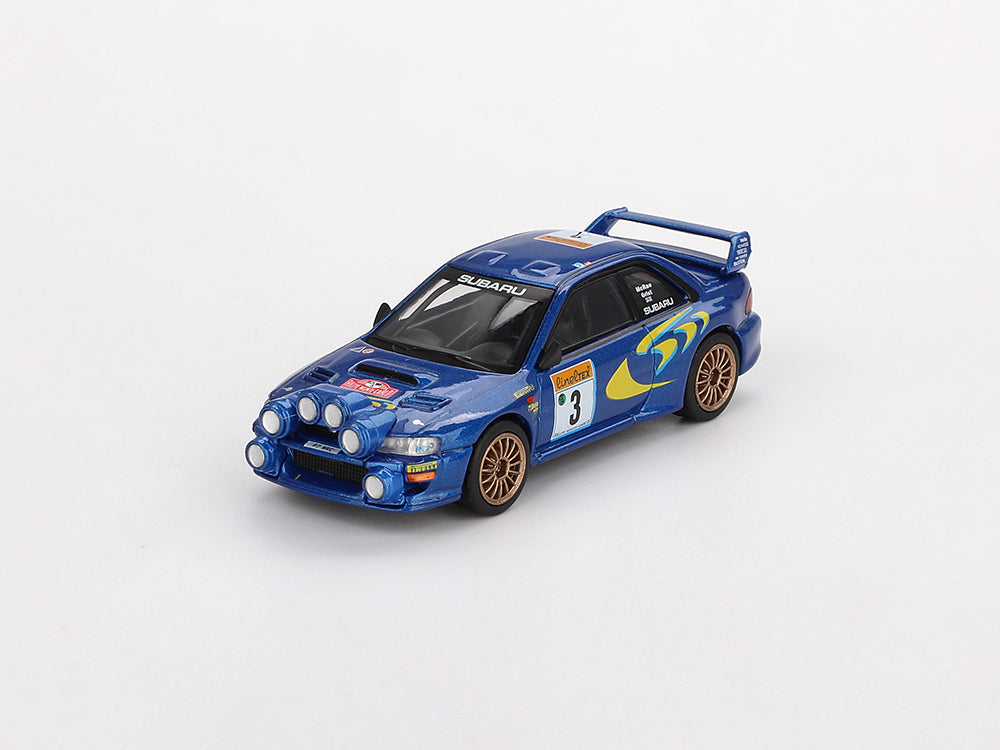MiniGT 1/64 Subaru Impreza WRX WRC 1998 #3 Mcrae/Grist 3rd Place Rally Monte Carlo Blue