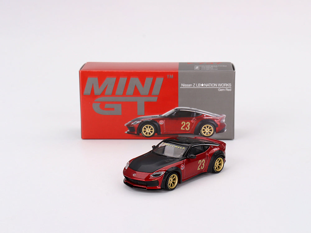 MiniGT x CLDC 1/64 Nissan Z LB Nation Works Gem Red with Interview Book - Diecast Toyz Australia