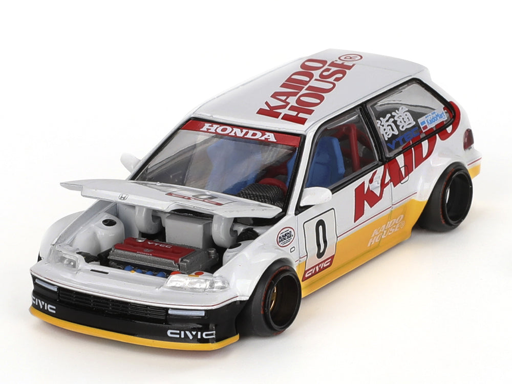 MiniGT x Kaido Honda Civic EF Kanjo V1 White/Yellow
