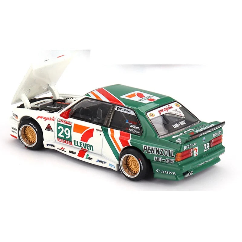 MiniGT x Kaido House 1/64 BMW E30 Kaido Works Larry Chen V1 USA Exclusive 7-11 Livery
