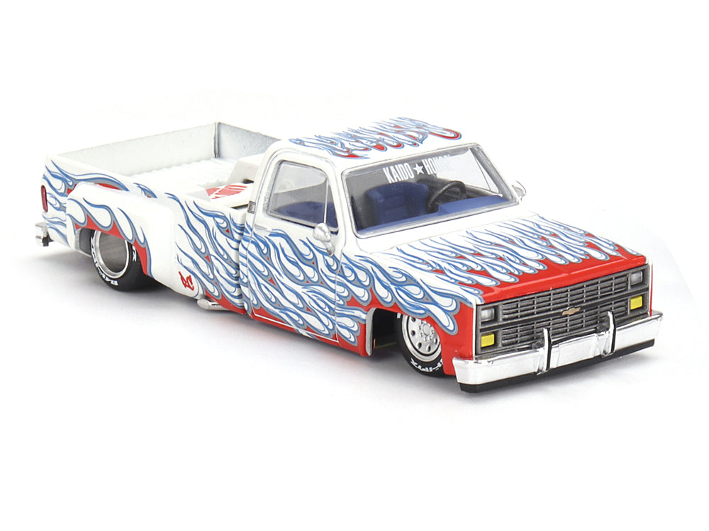 MiniGT x Kaido House 1/64 Chevorlet Silverado Duallly on Fire V2 White/Blue