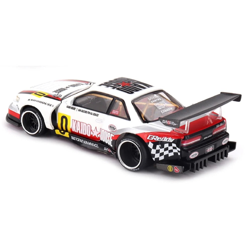 MiniGT x Kaido House 1/64 Nissan Silvia S13-R Circuit Spec V1 White/Black - Diecast Toyz Australia