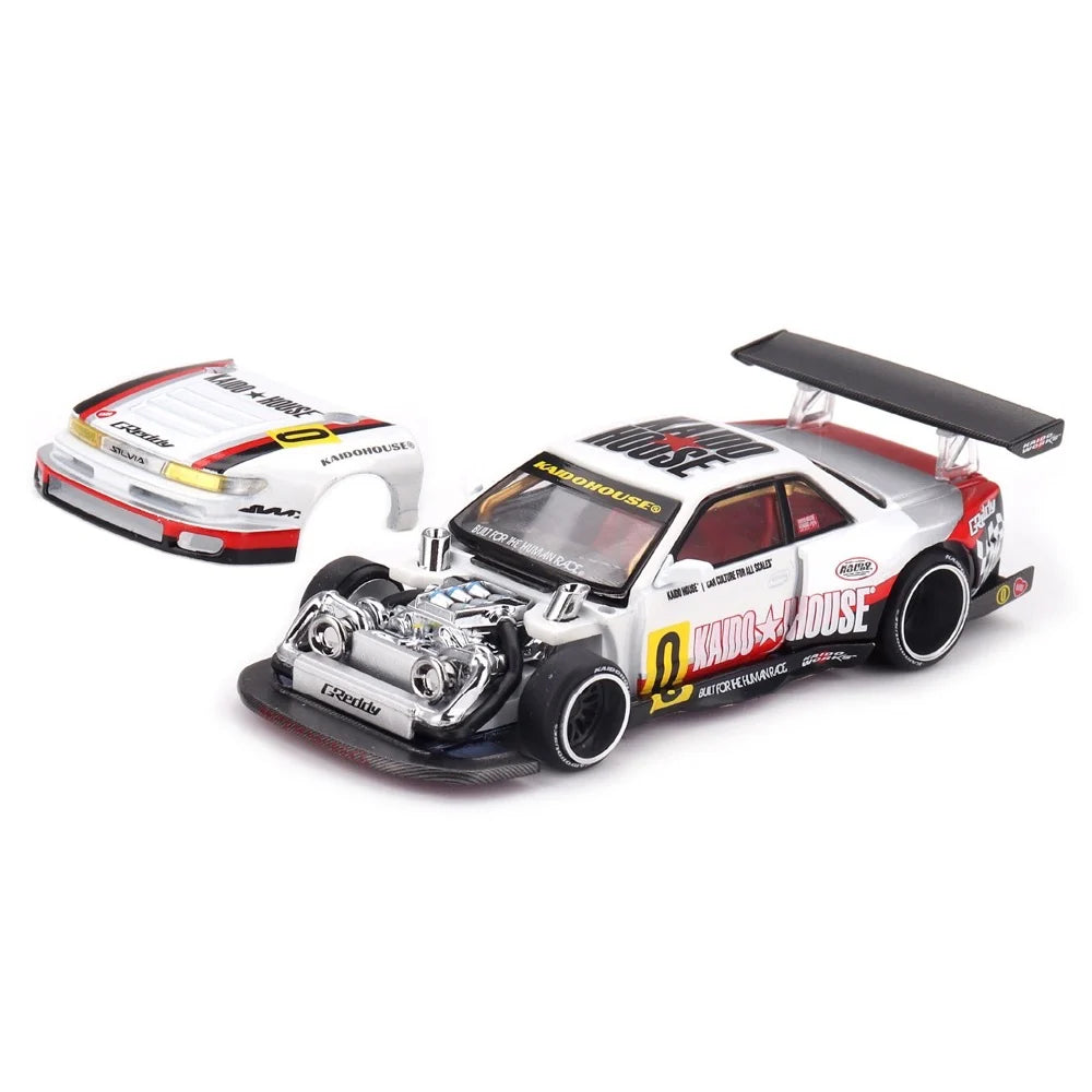 MiniGT x Kaido House 1/64 Nissan Silvia S13-R Circuit Spec V1 White/Black - Diecast Toyz Australia
