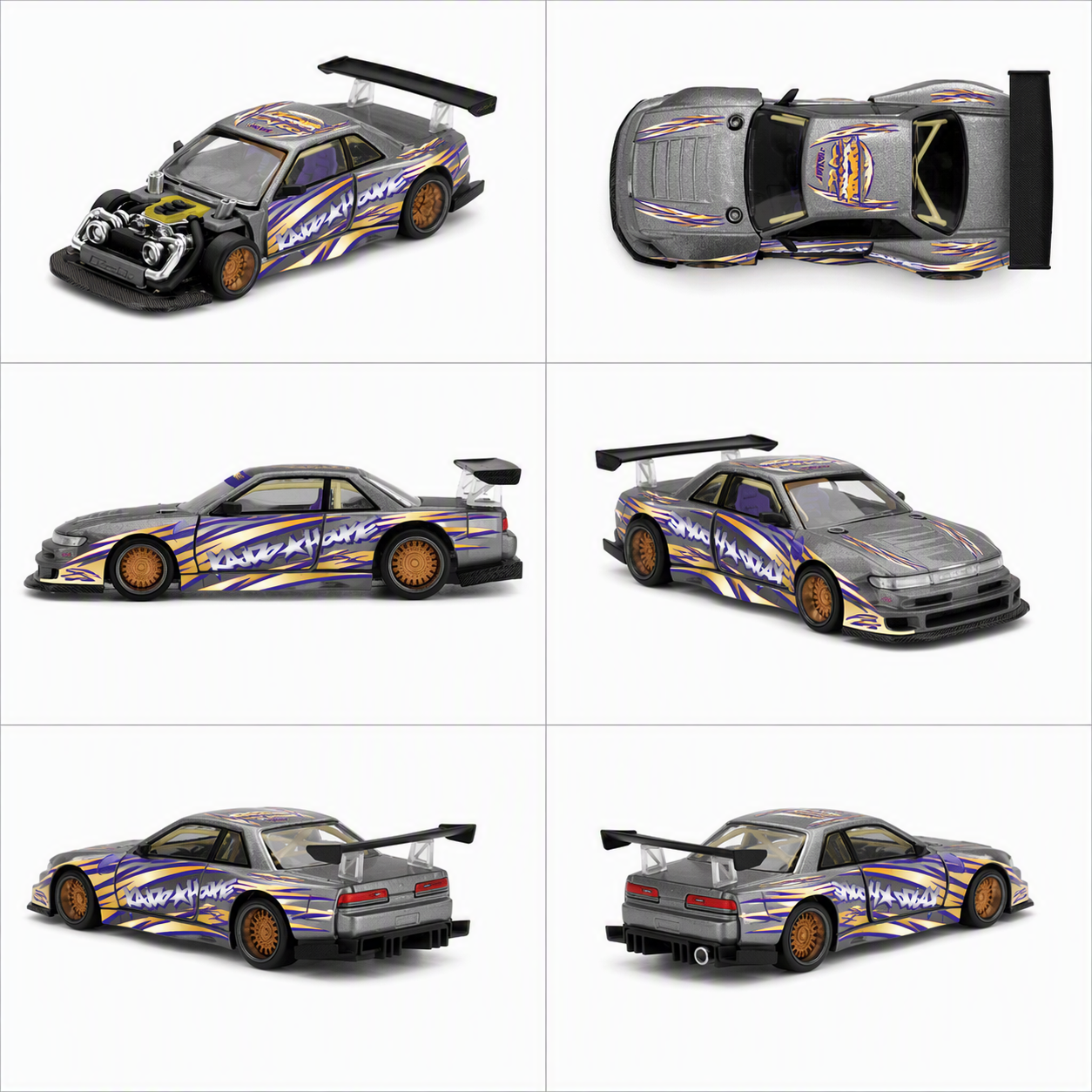 MiniGT x Kaido House 1/64 Nissan Silvia S13-R Kaido Drift V1 Silver - Diecast Toyz Australia