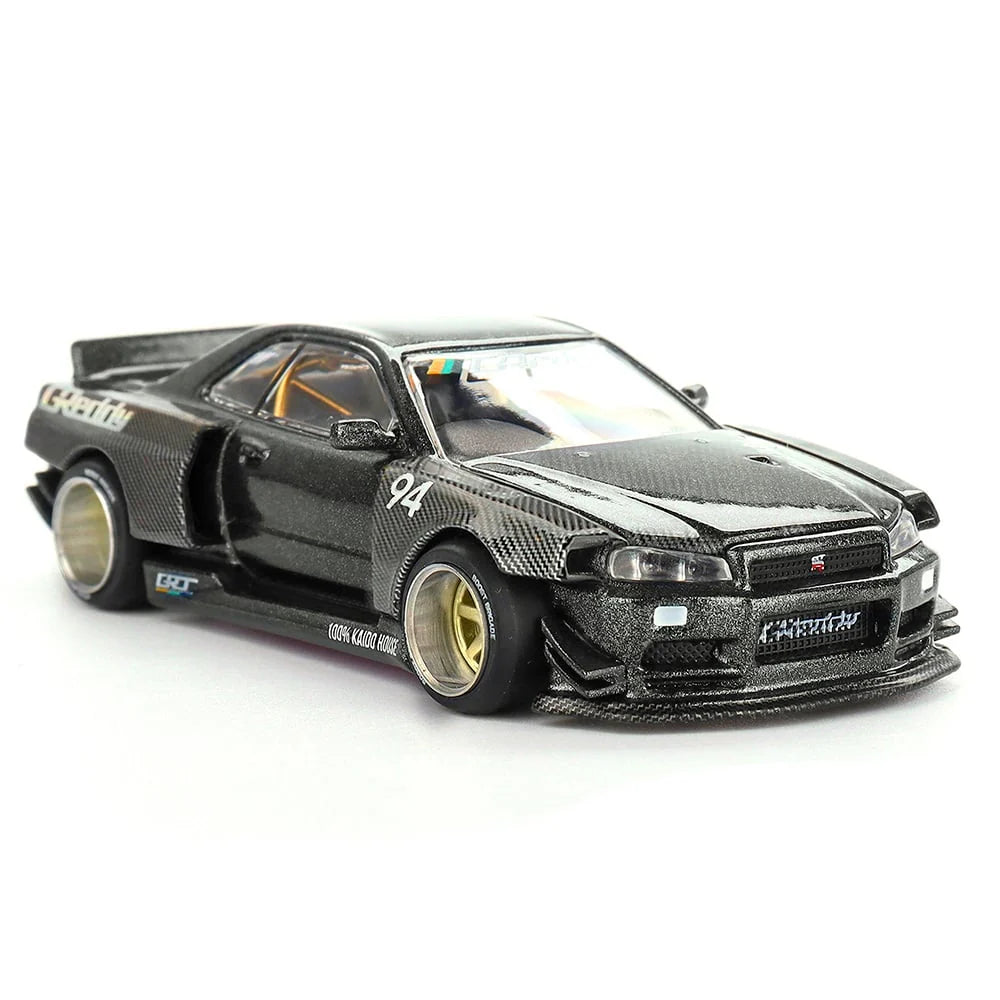 MiniGT x Kaido House 1/64 Nissan Skyline GTR R34 Kaido Works Greddy V2 Carbon Black - Diecast Toyz Australia