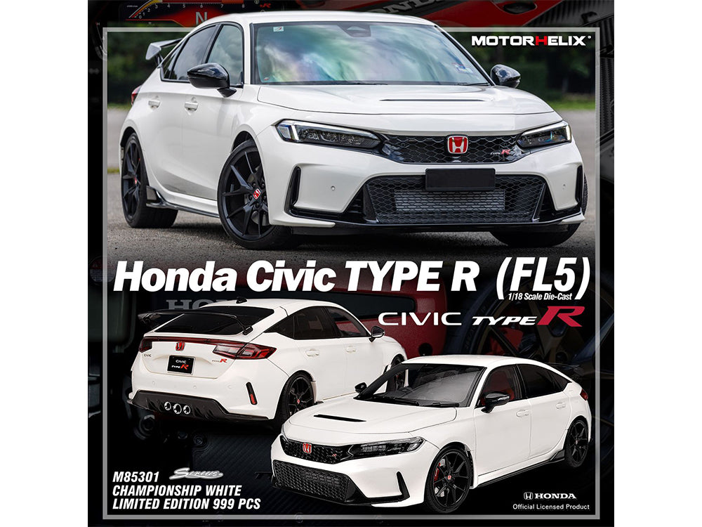 MotorHelix 1/18 Honda Civic Type R FL5 Championship White