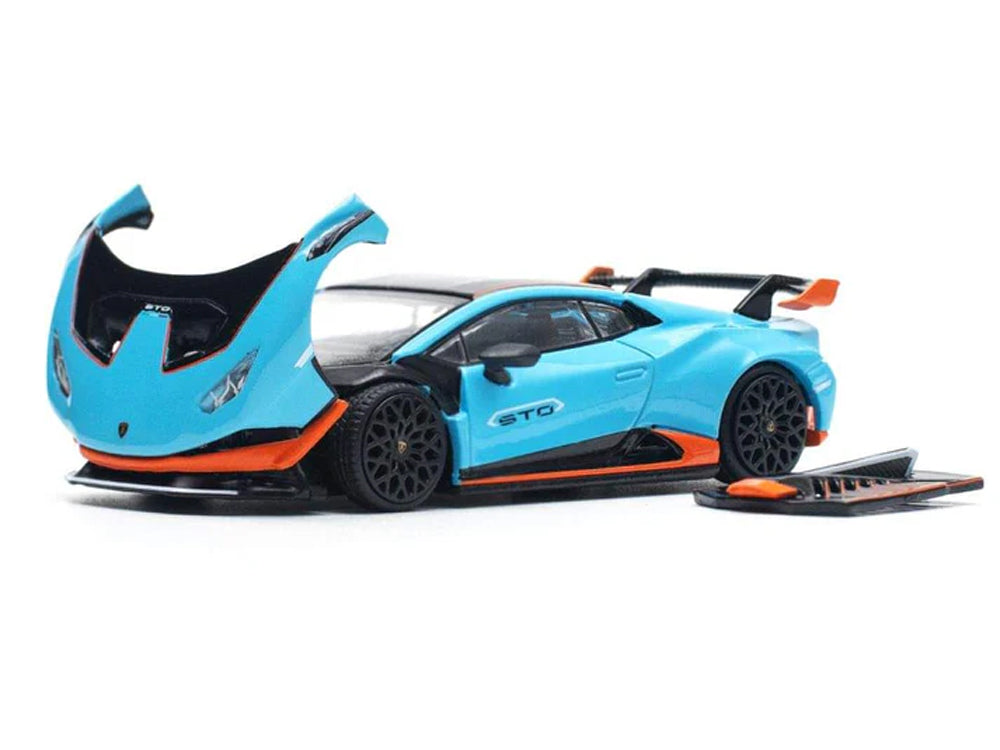 Pop Race 1/64 Lamborghini Huracan STO Blue Laufey/Arancio Xanto