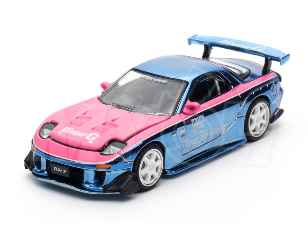 Pop Race 1/64 Mazda RX7 FD3S RE Amemiya Widebody Pink & Blue HEC 2025 Edition - Diecast Toyz Australia