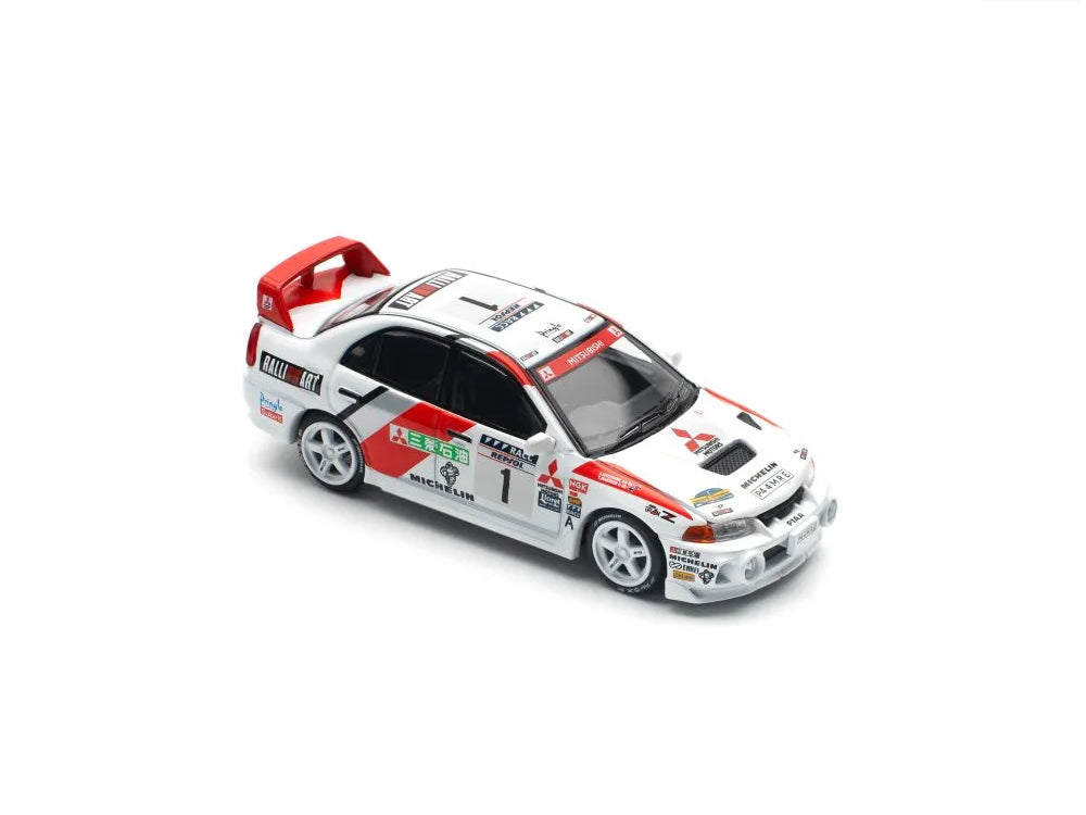 Pop Race 1/64 Mitsubishi Lancer Evolution IV Winner Rally De Catalunya 1997 White